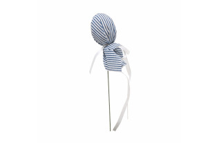 Œuf de Pâques blanc et bleu avec nœud sur fil métallique 4 x 6 cm – détail frais et raffiné pour la décoration pascale