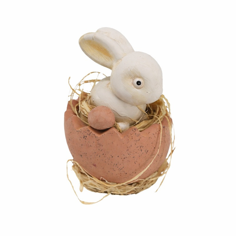 Lapin de Pâques en céramique avec paille H 15 x 12 cm