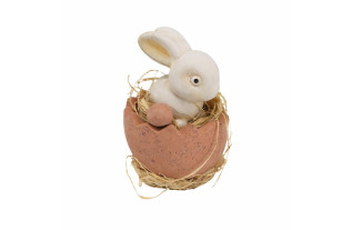 Lapin de Pâques en céramique avec paille H 15 x 12 cm