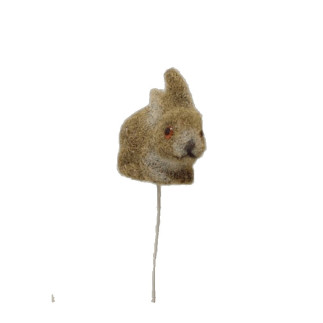 Lapin couché en feutre sur fil métallique 5 x 7 cm – accent pascal doux et naturel