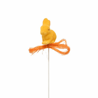 Petit lapin jaune avec nœud sur fil métallique 3 x 3 cm – détail pascal ludique en mini format