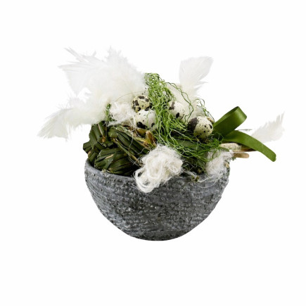 Spring decoration with eggs and feathers Ø 20 cm – compact nest accent with a fresh spring mood