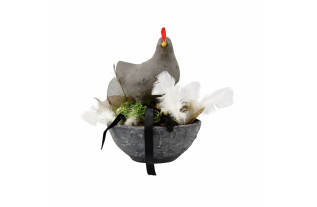 Poule décorative sur nid 30 cm – décoration printanière rustique aux accents naturels