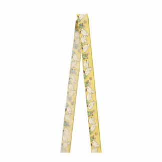 Ruban de Pâques avec canards jaune blanc 25 mm de largeur