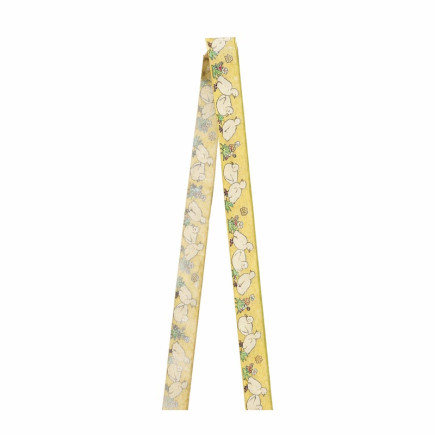 Ruban de Pâques avec canards jaune blanc 25 mm de largeur
