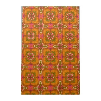 Vintage Retro Behang – kleurrijk tegelmotief in oker, roze en groen