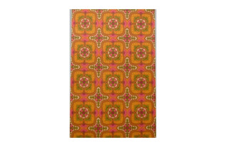 Papier peint rétro vintage – motif carrelage coloré en ocre, rose en vert