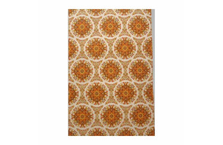 Vintage Retro Behang – mandala medaillonmotief in oranje op crème