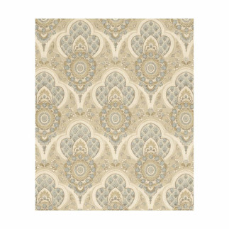 Vintage Retro Wallpaper – baroque ornament in Snow White, Mystery Grey, Casper Blue en Gold
