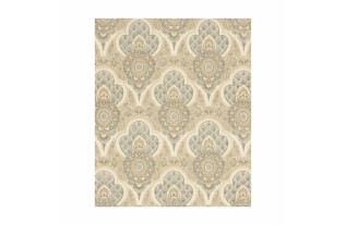 Vintage Retro Wallpaper – baroque ornament in Snow White, Mystery Grey, Casper Blue en Gold