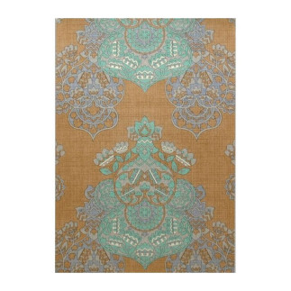 Papier peint rétro vintage – ornement bohème brun rouille avec turquoise en bleu-gris