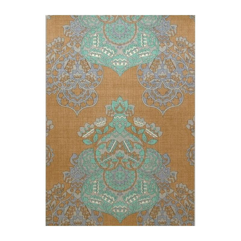 Papier peint rétro vintage – ornement bohème brun rouille avec turquoise en bleu-gris