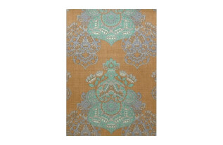 Papier peint rétro vintage – ornement bohème brun rouille avec turquoise en bleu-gris