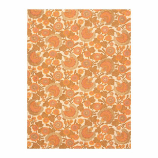 Retro Wallpaper – floral print with round rosettes in orange & gold on cream
