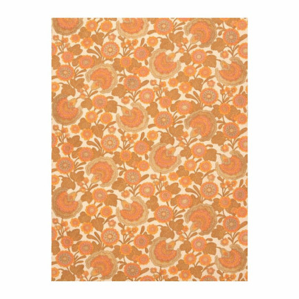 Papier peint vintage – fleurs avec rosettes rondes orange & doré sur crème