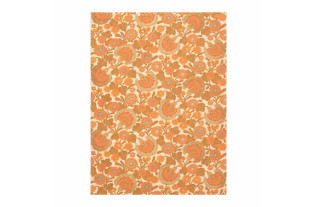 Retro Behang – bloemenprint met ronde rozetten in oranje & goud op crème