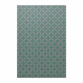Papier peint rétro vintage – petit motif rosaces florales vert sur bleu-gris