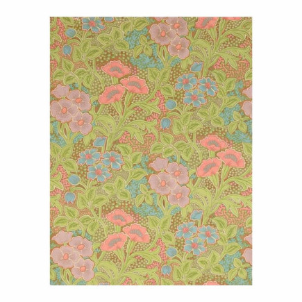Vintage Retro Behang – kleurrijke bloemenweide in groen, roze & turquoise