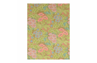 Papier peint rétro vintage – prairie florale colorée vert, rose & turquoise