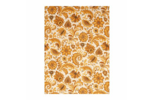 Vintage Retro Behang – bloemen & paisley krullen in oker, goud en roestbruin op crème