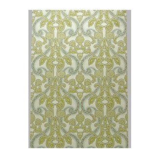 Vintage Retro Wallpaper – art nouveau vines in soft green & misty blue on cream