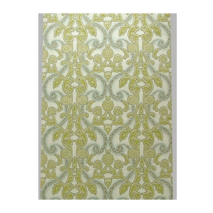 Vintage Retro Wallpaper – art nouveau vines in soft green & misty blue on cream