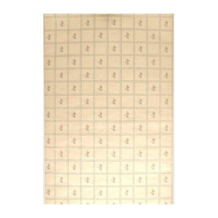 Vintage Retro Wallpaper – soft check pattern with small floral accents on cream