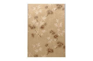 Vintage Retro Behang – naturel linnenlook met fijne takjes & bloesem in bruin en wit