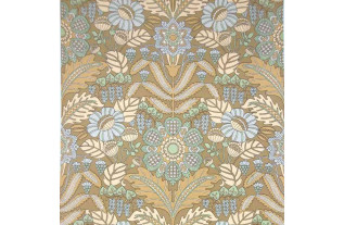 Vintage Retro Behang – rijk botanisch ornament in taupe, mint & poederblauw