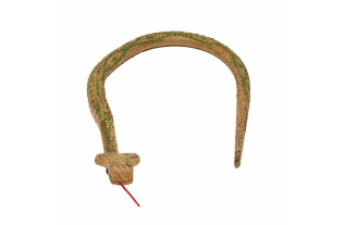 Serpent décoratif en bois vert & beige – longueur 60 cm