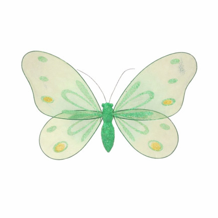 Papillon décoratif vert avec paillettes – 25 x 15 cm
