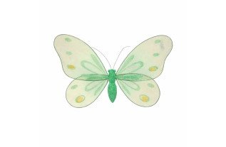 Papillon décoratif vert avec paillettes – 25 x 15 cm