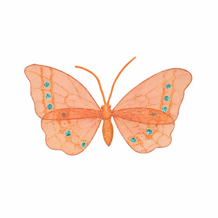 Decoratieve vlinder oranje met glitter – 29 x 17 cm