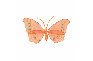 papillon couleur orange avec des paillettes 29 x 17 cm