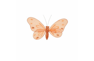 Papillons décoratifs orange/brun avec paillettes – 14 x 8 cm, lot de 4