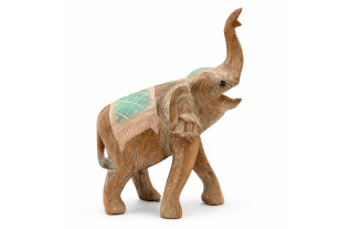 Decoratieve houten olifant white wash met pastelkleuren
