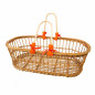 Panier en osier avec poignées et ruban rouge – 84 x 45 x 27 cm