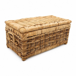 Panier de rangement en rotin avec couvercle et poignées – spacieux & naturel