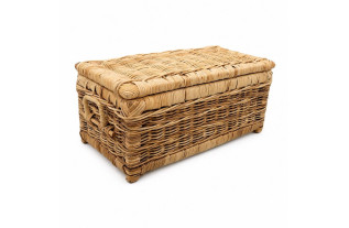 Panier de rangement en rotin avec couvercle et poignées – spacieux & naturel