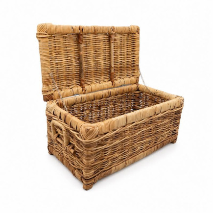 Panier de rangement en rotin avec couvercle et poignées – spacieux & naturel