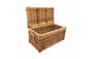 Panier de rangement en rotin avec couvercle et poignées – spacieux & naturel