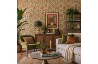Papier peint rétro vintage années 60 au motif classique orange