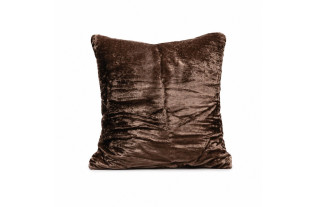 Housse de coussin en velours brun avec perles – 40 x 40 cm