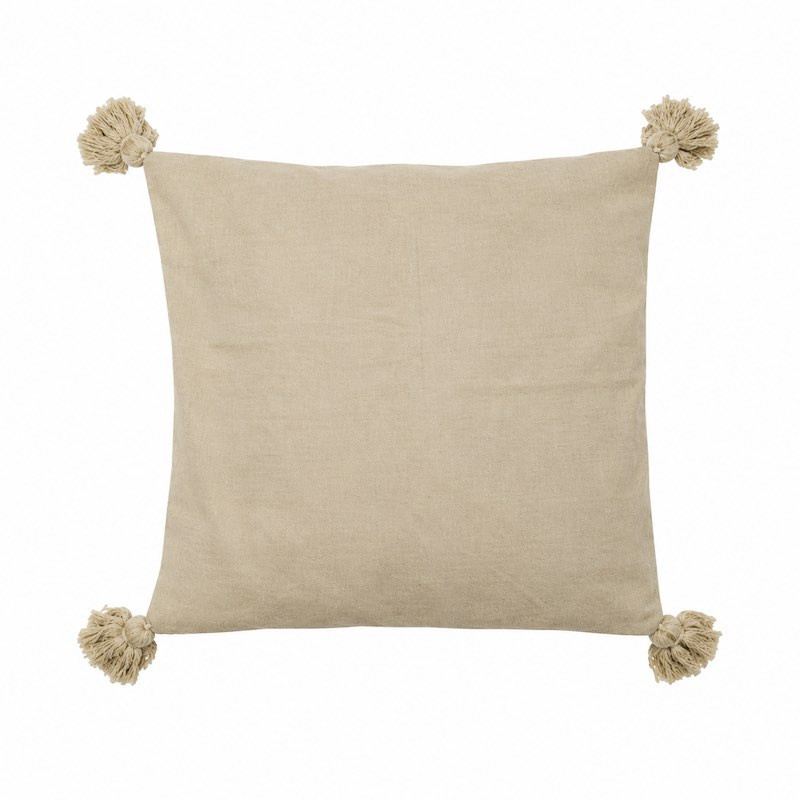 Kussenovertrek leemkleurig met beige bloemen- en bladmotief – 40 x 40 cm