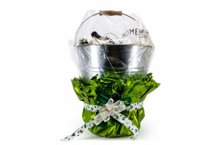 Seau en zinc avec anse brillant – hauteur 28 cm