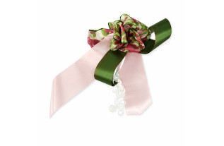 Strik dubbel roos groen – 25 x 12 cm