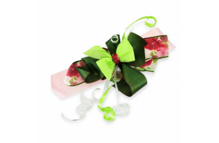 Strik roos gebloemd donker- en lichtgroen – 32 x 25 cm