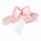 Strik roos wit met krullint – 23 x 16 cm