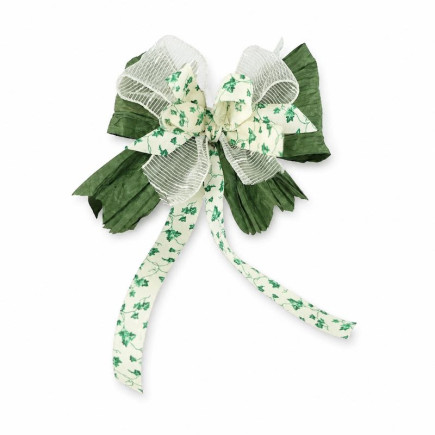 Nœud blanc et vert avec détails en papier – 17 x 27 cm