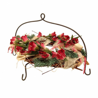 I﻿ron Frame with Decorative Burgundy Wreath